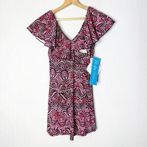 New Fit 4u One Piece Overlay Bathing Suit Swimwear Size 6 QVC
